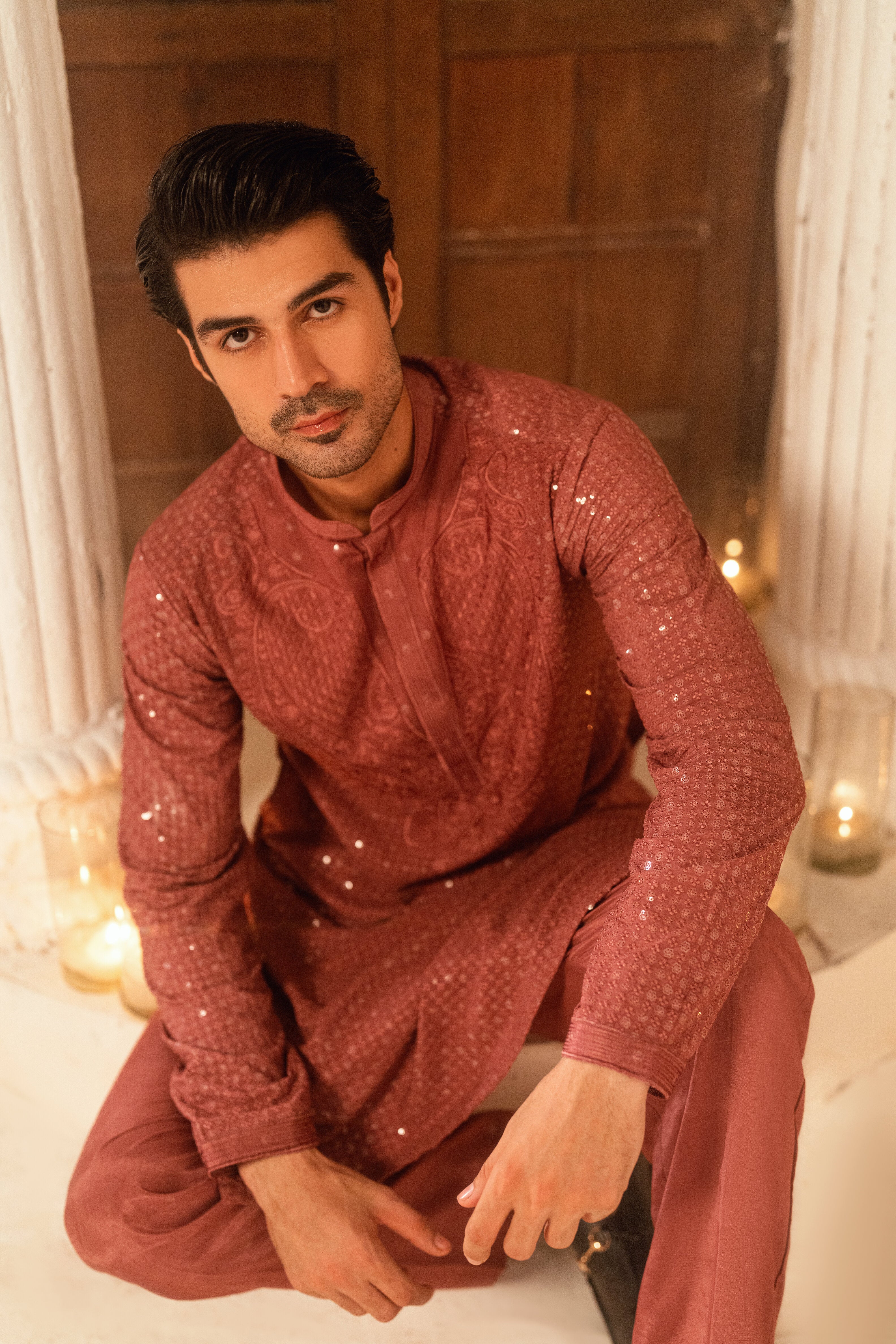 Metallic pink Kurta Trouser