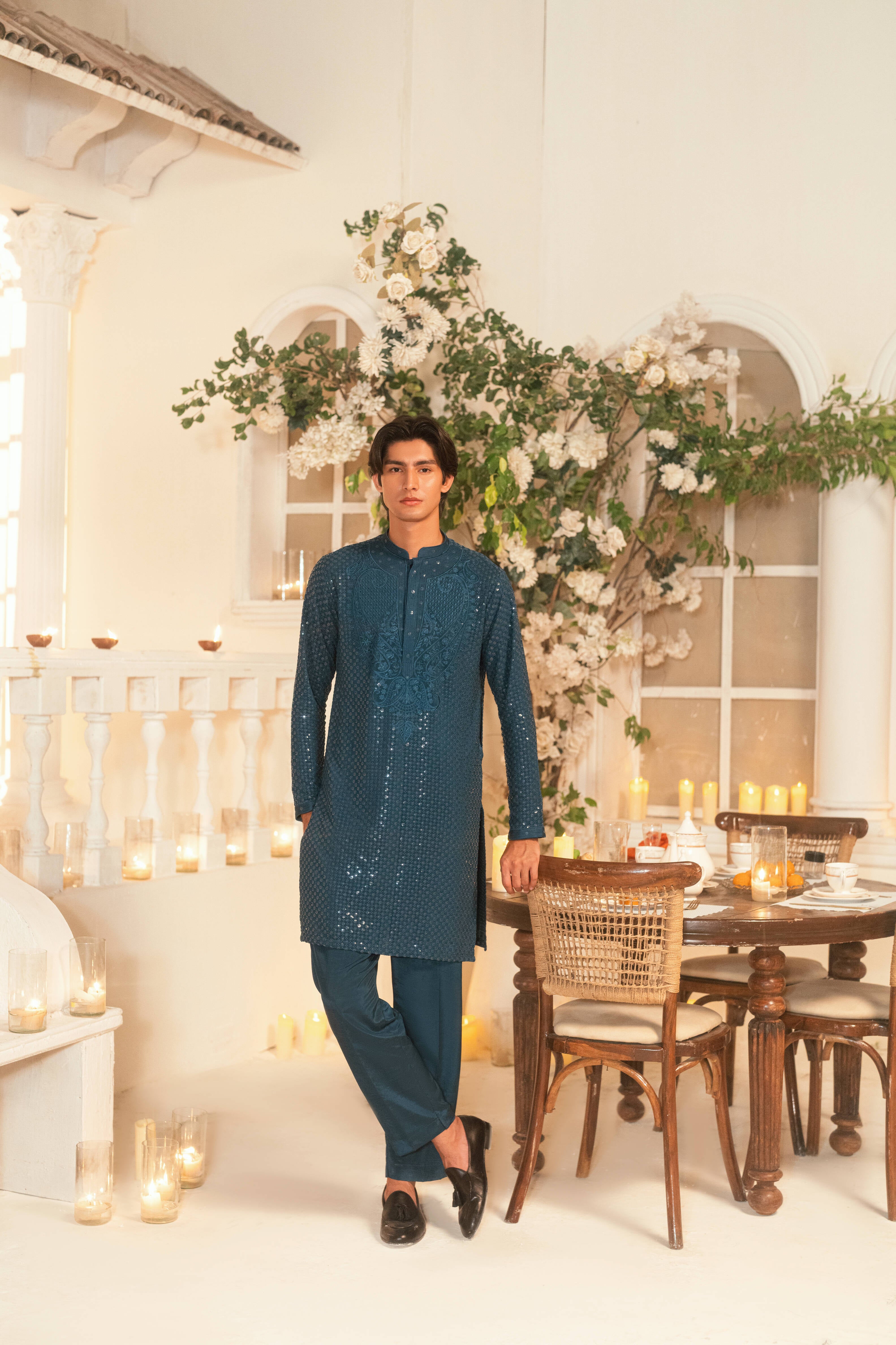 Turquoise blue  Kurta Trouser