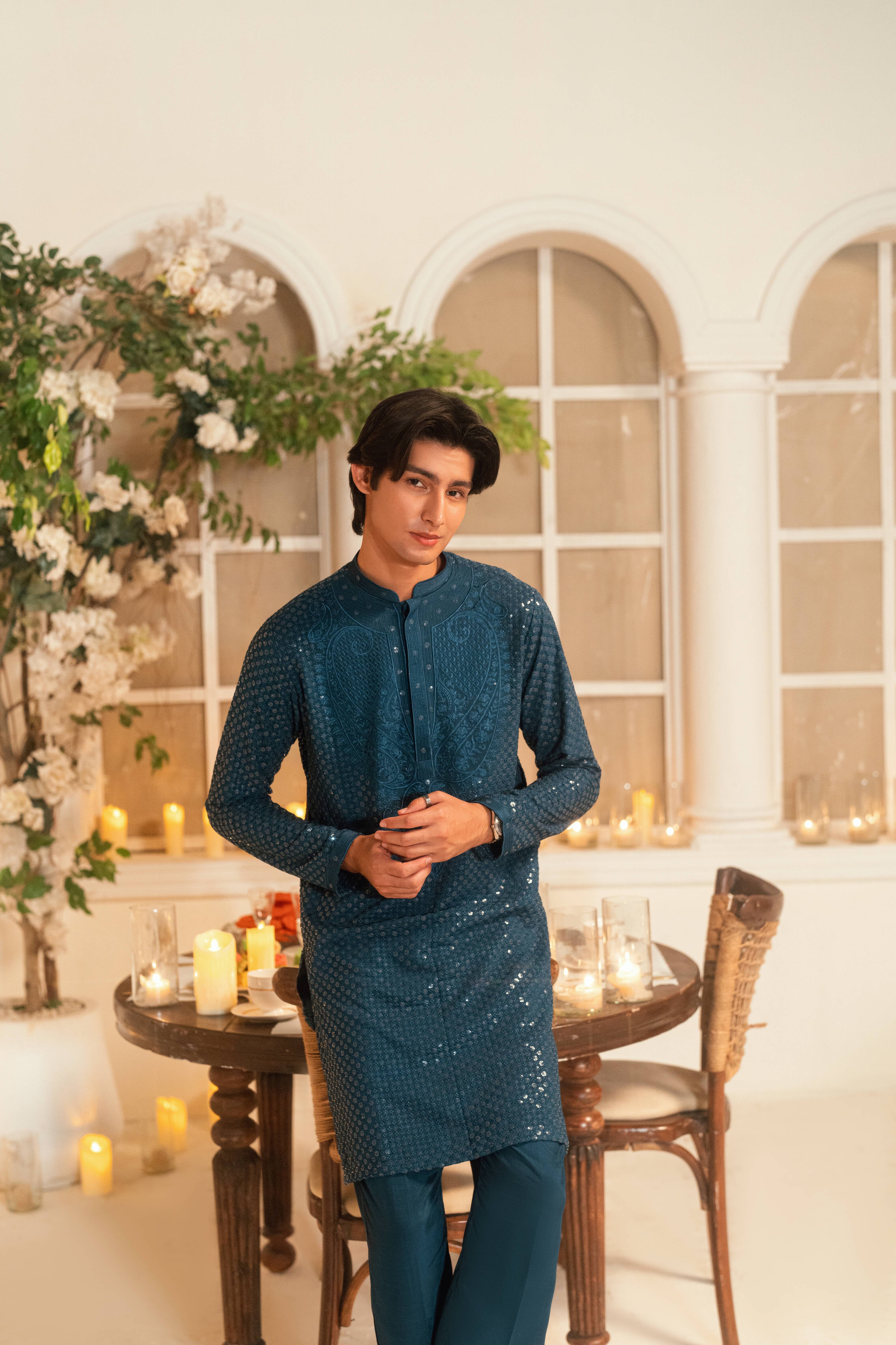 Turquoise blue  Kurta Trouser