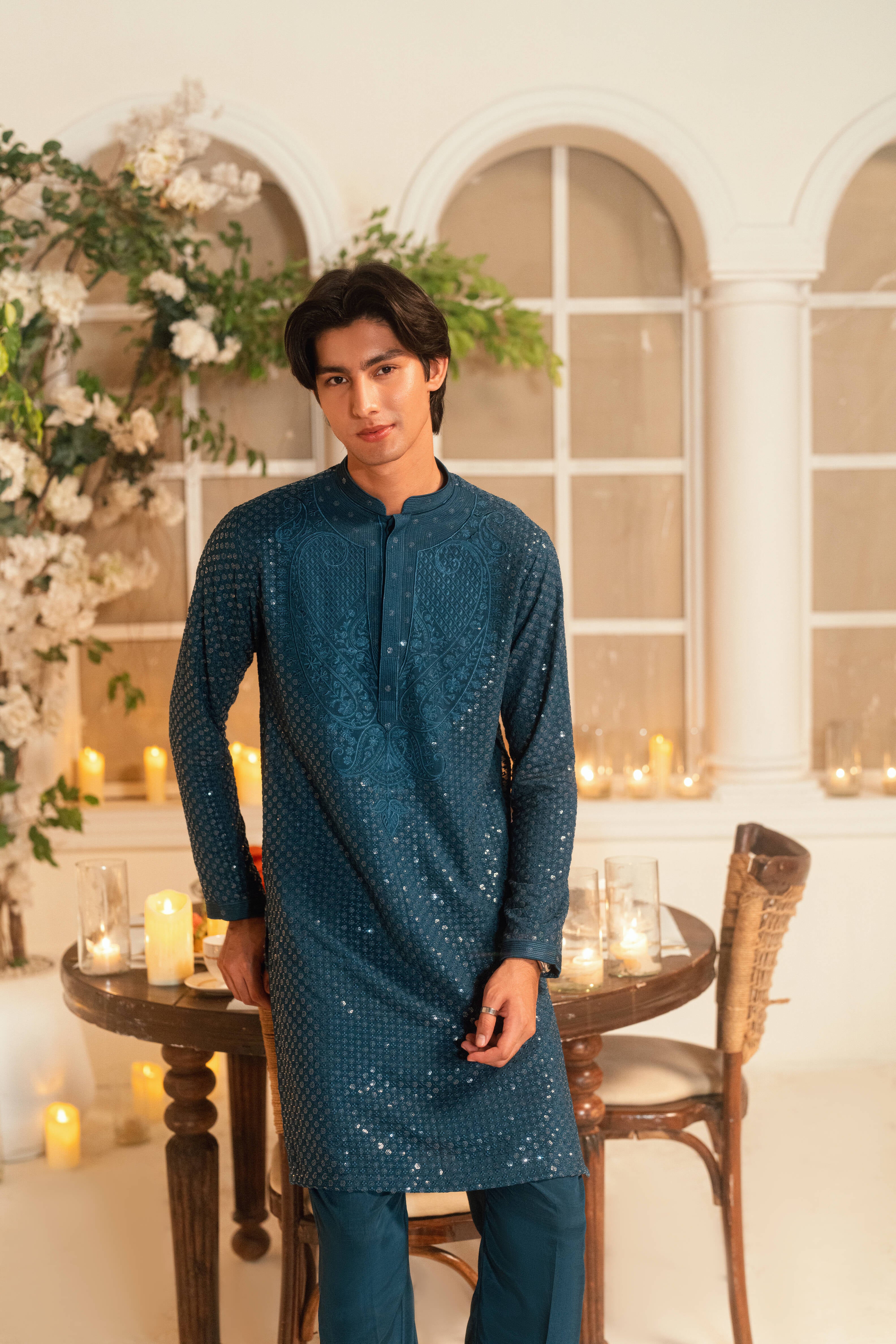Turquoise blue  Kurta Trouser