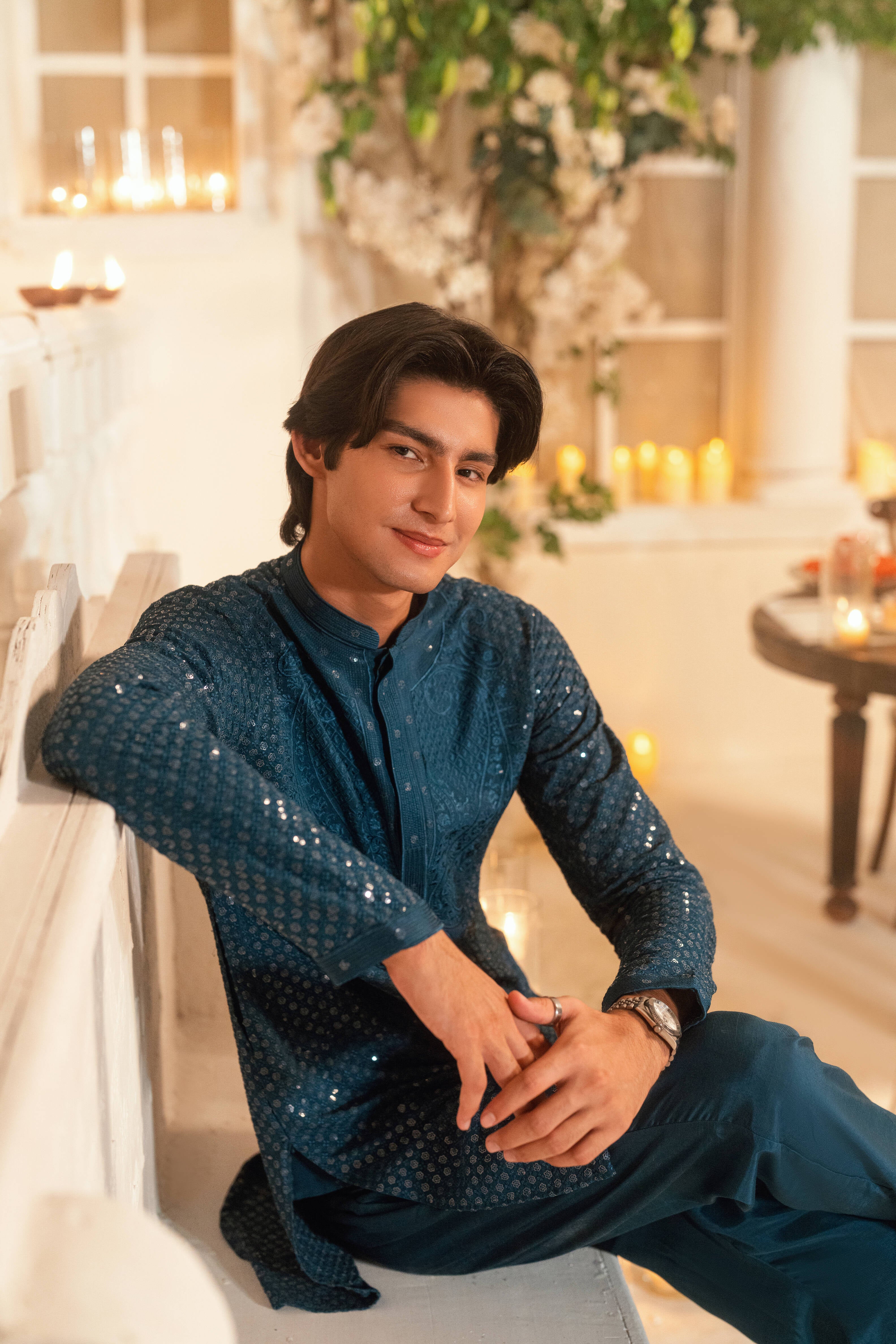 Turquoise blue  Kurta Trouser