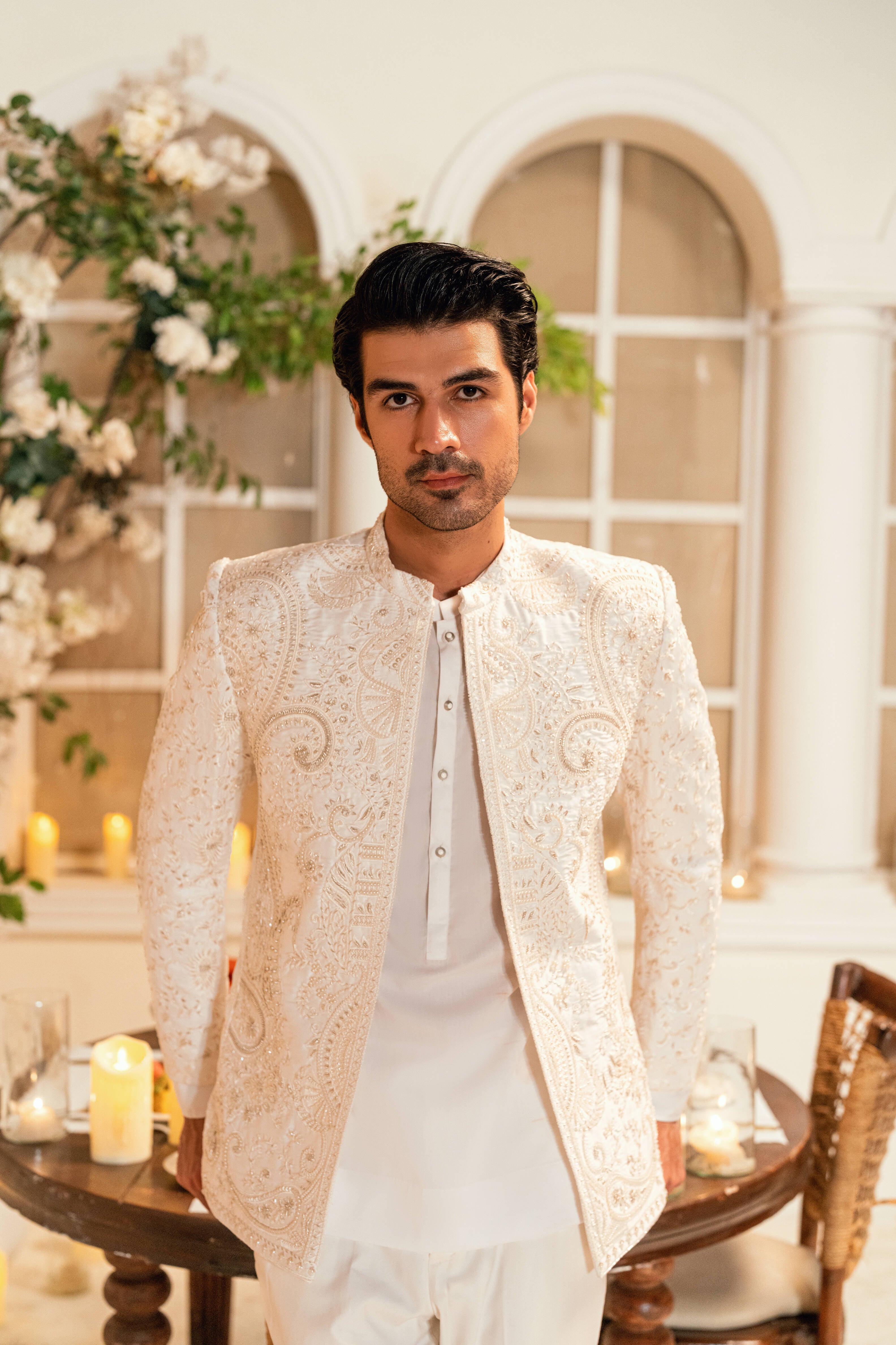 white embellishment prince coat