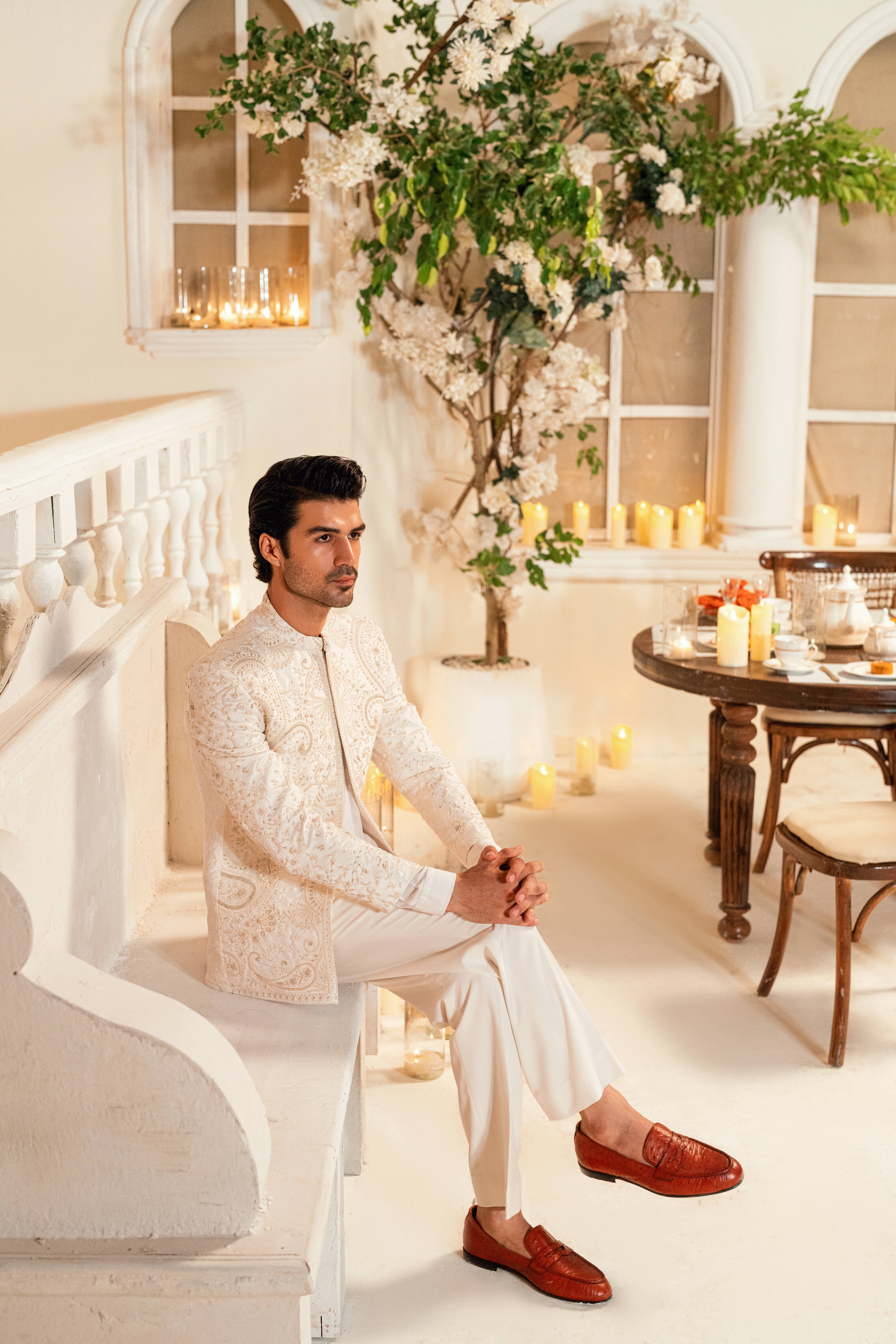 white embellishment prince coat