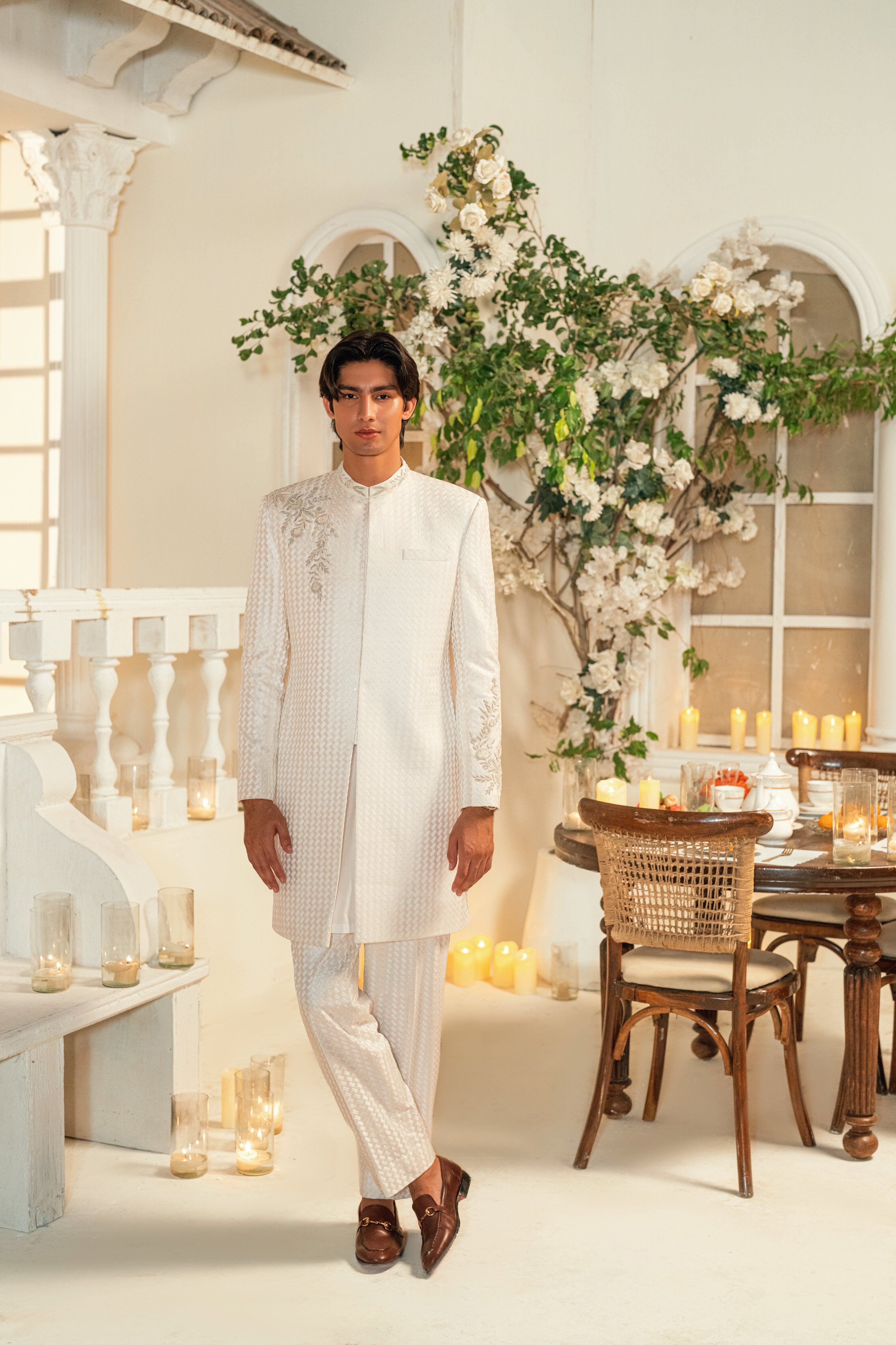 White Hand-Embroidered Ensemble