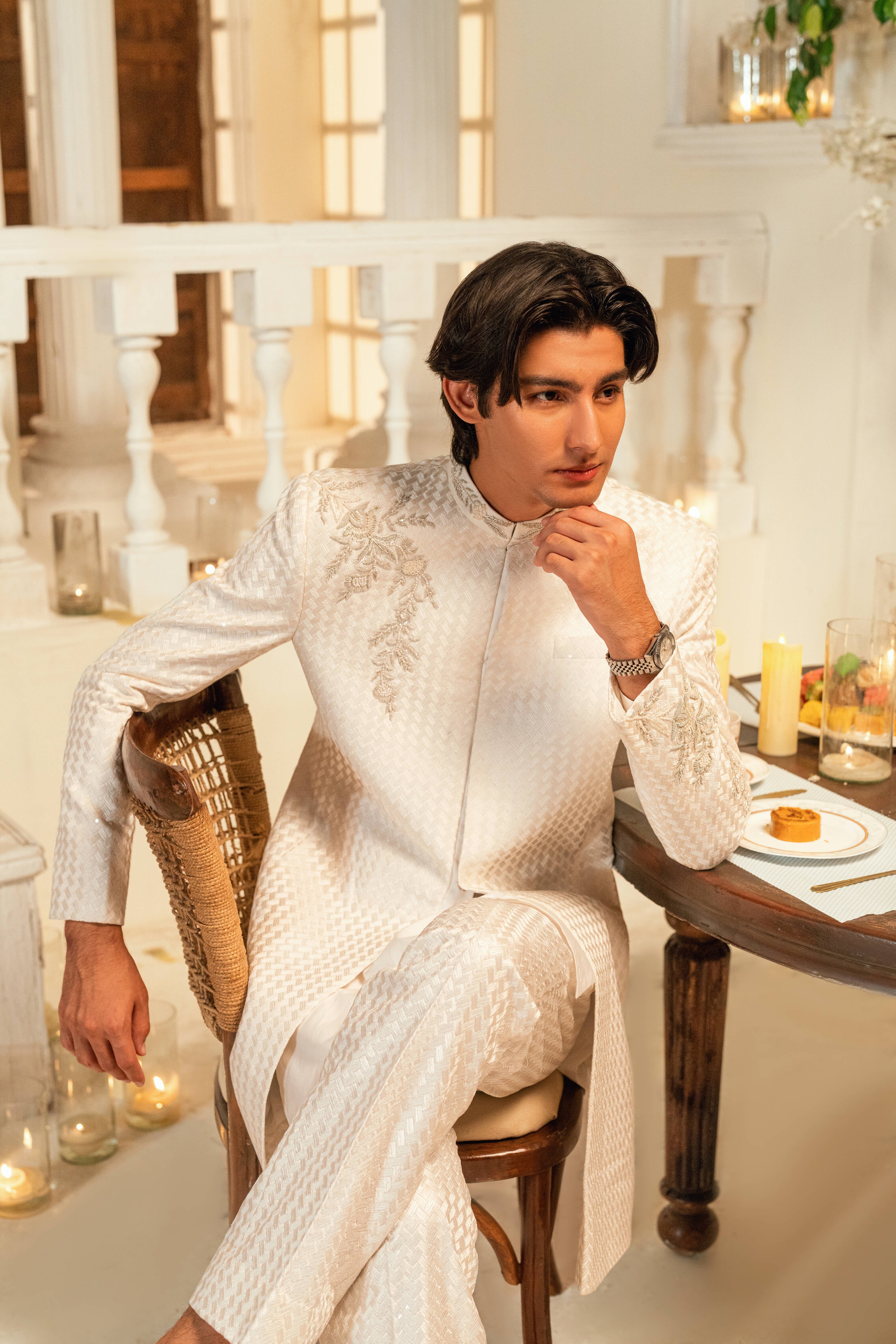 White Hand-Embroidered Ensemble