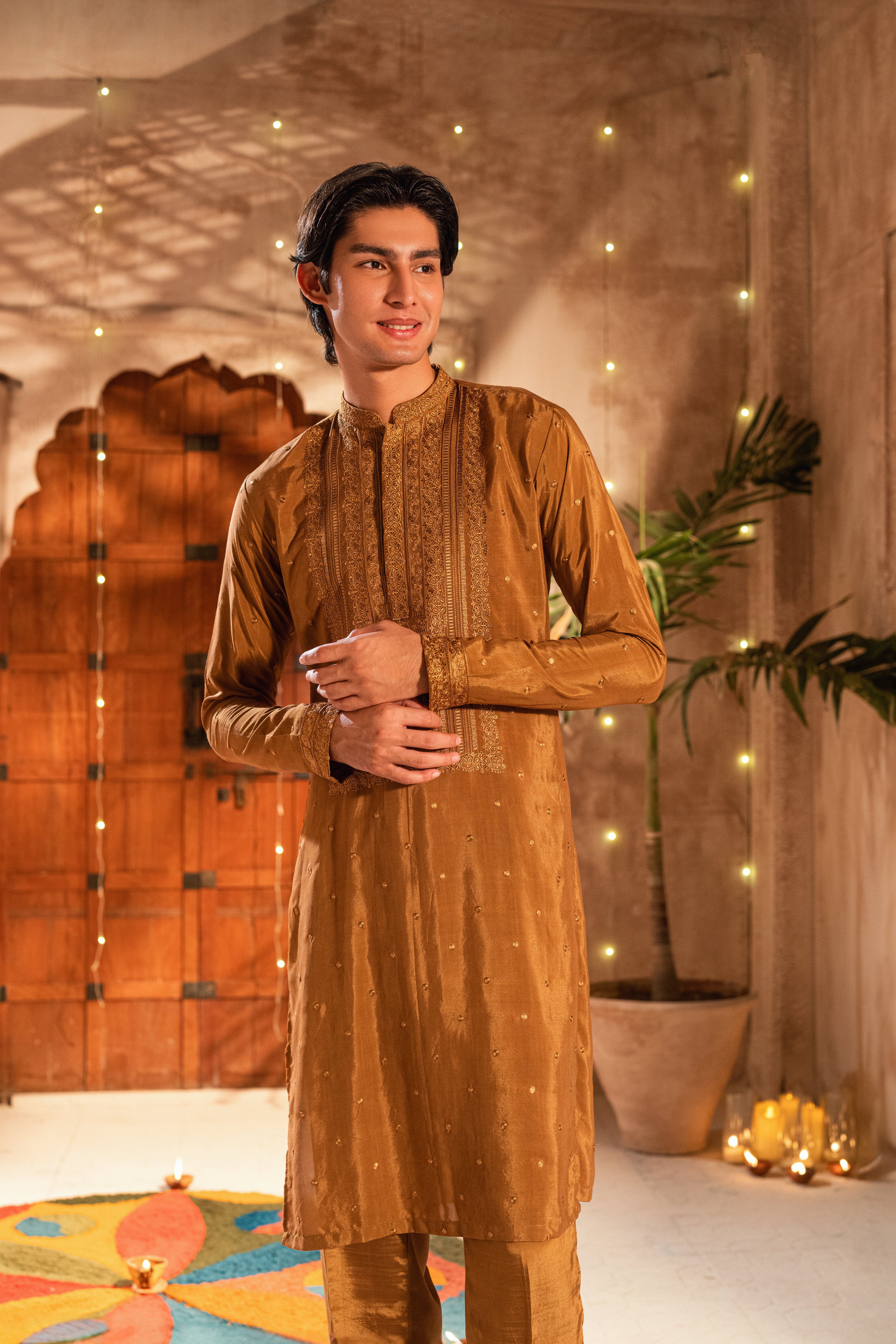 warm mustard kurta and trouser