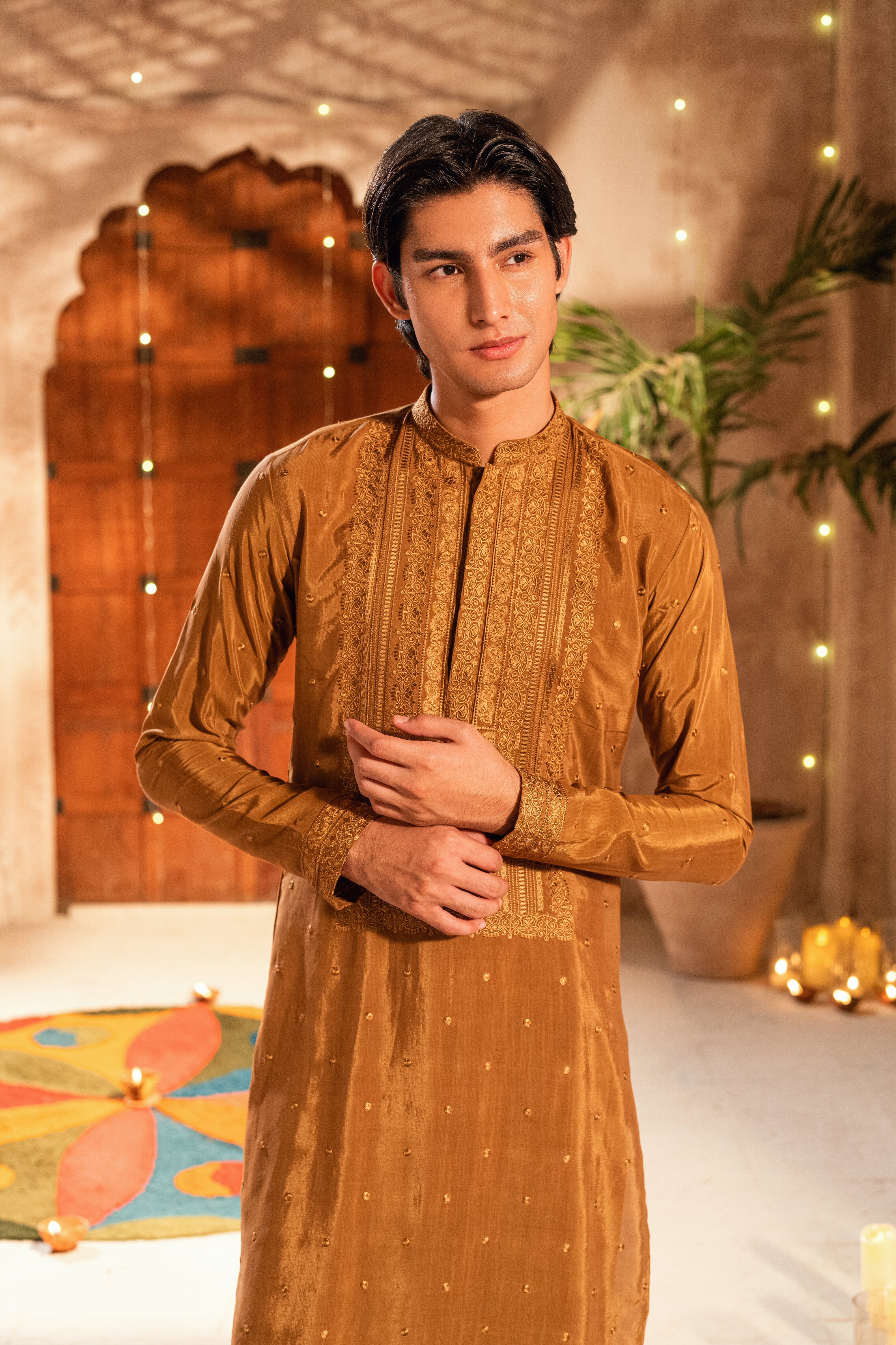 warm mustard kurta and trouser