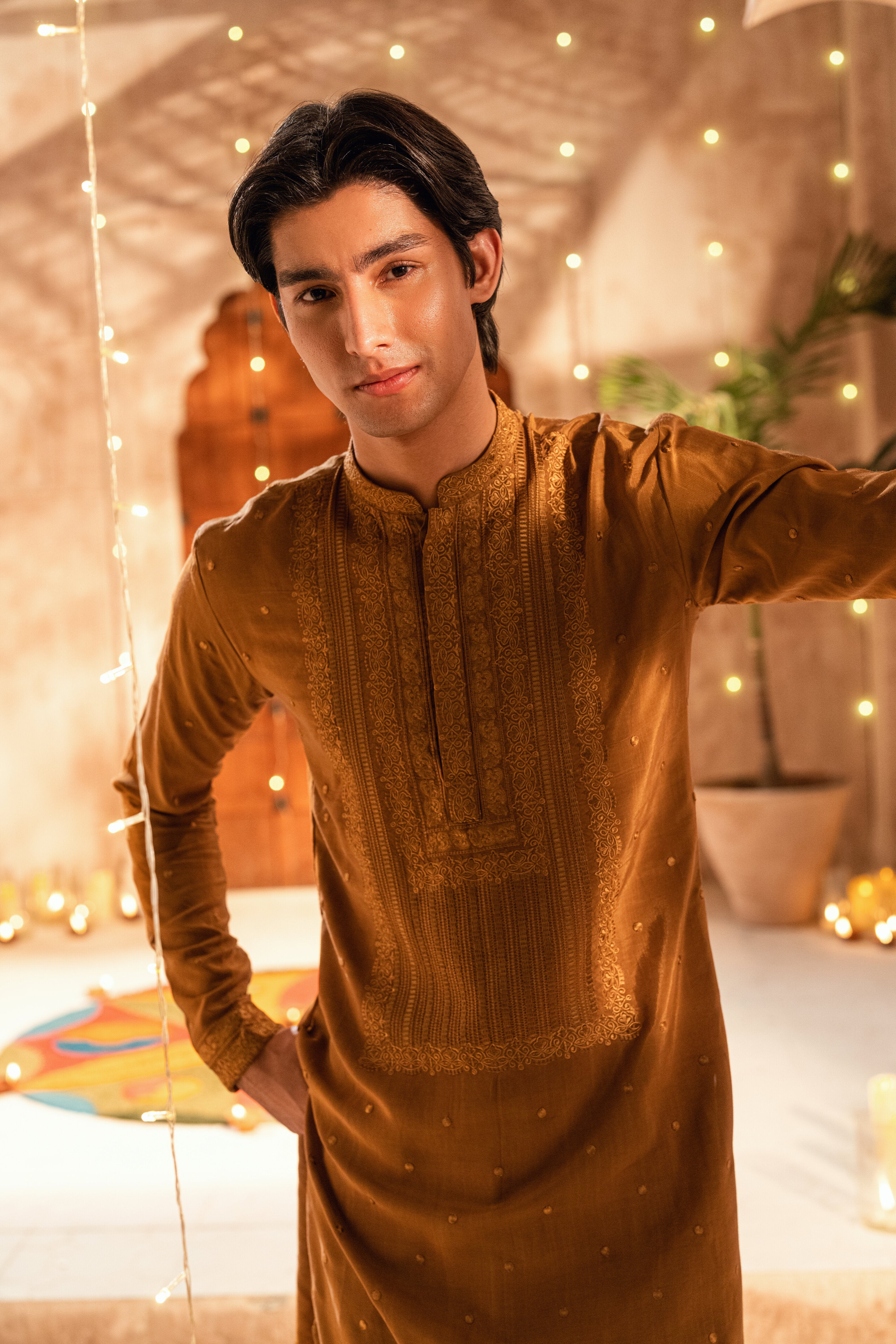 warm mustard kurta and trouser