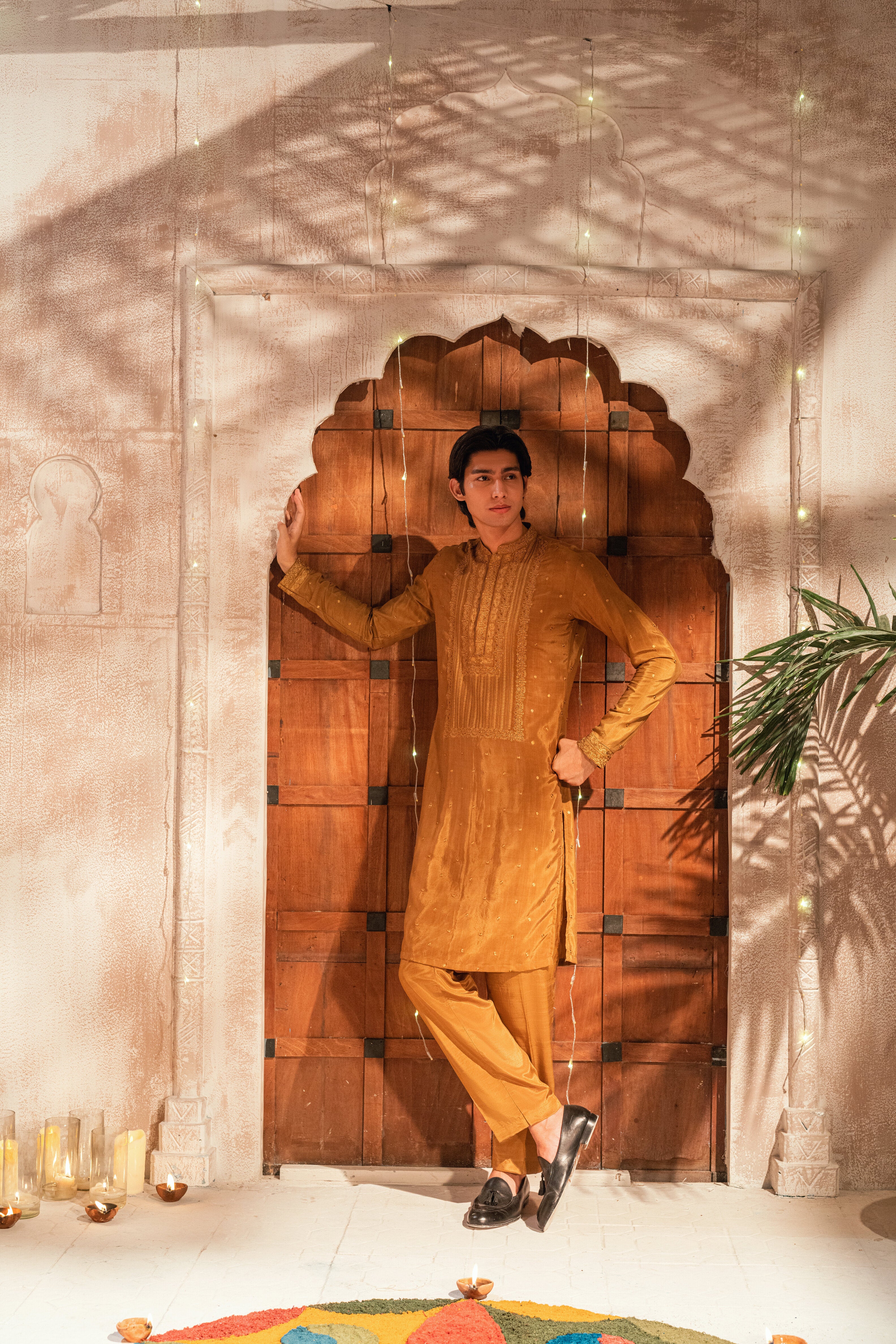 warm mustard kurta and trouser