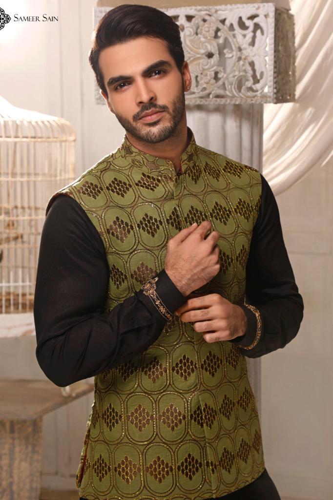 Embroidery Wasket Green Embroidered Waistcoat