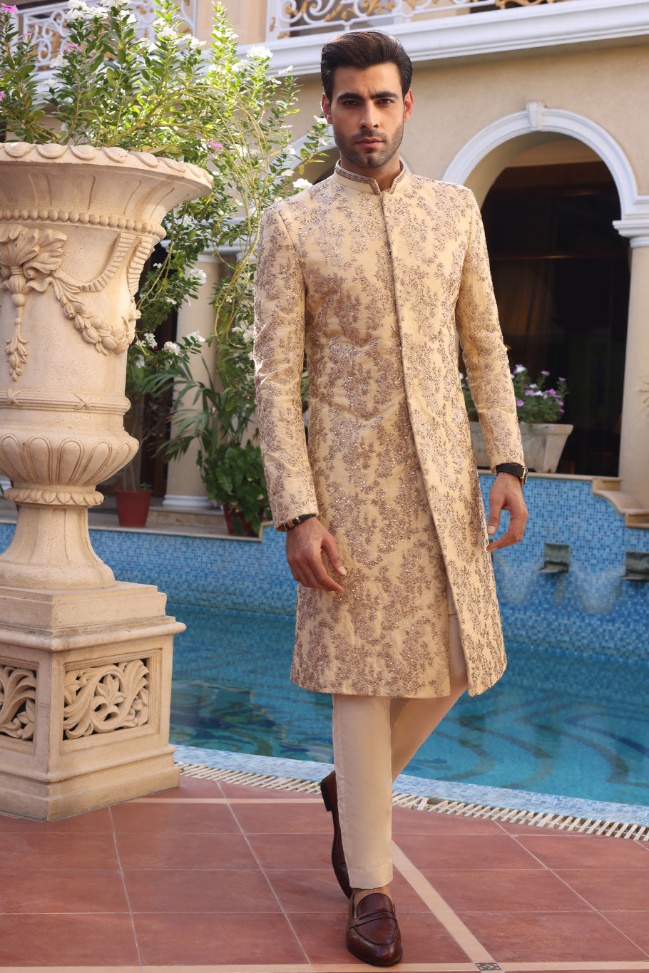 Beige Sherwani