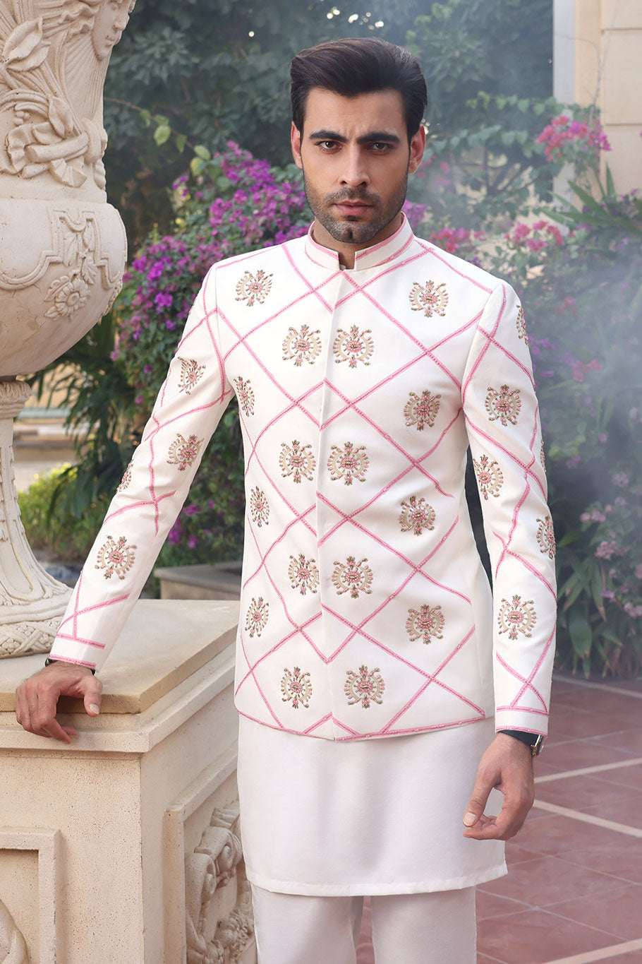 Off white and Pink Prince Coat