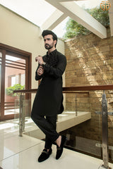 Black & Gold Stripes Kurta And Trouser