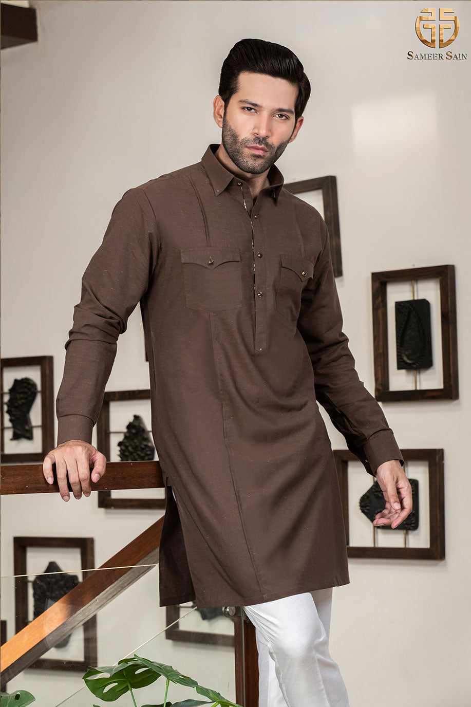 Brown Light Colorful Texture Kurta