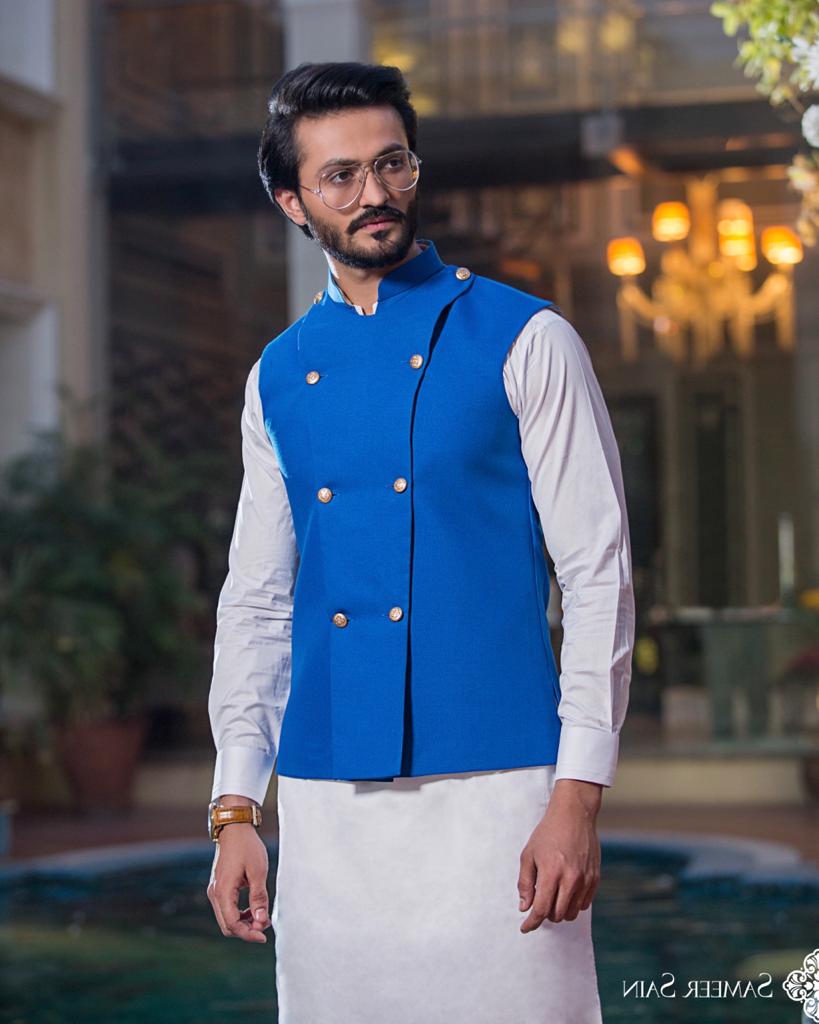 Royal Blue Double Breasted Waistcoat