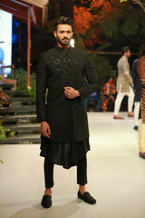 Black Suiting Sherwani