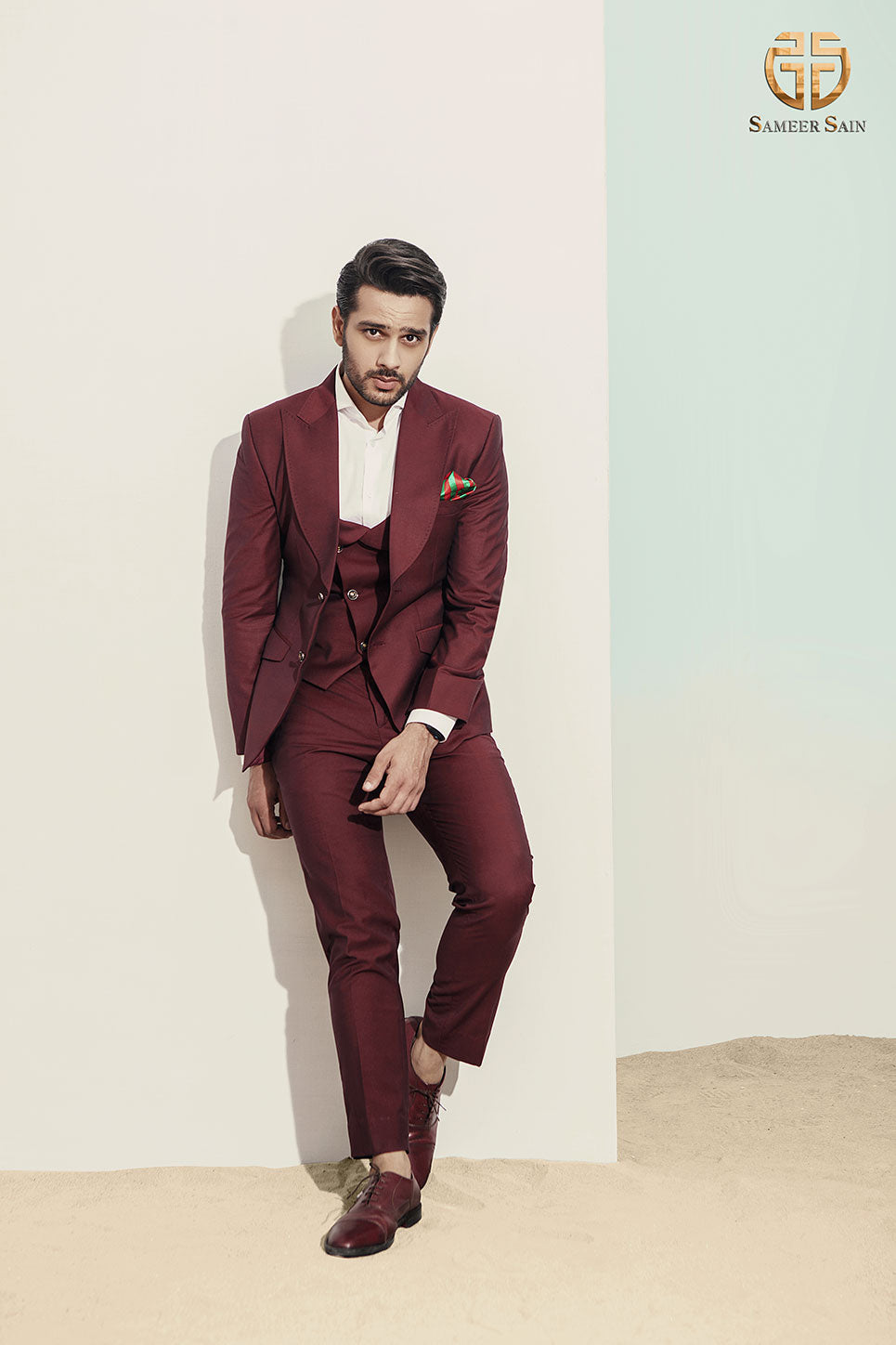 Red Wine Party Wear Suit
