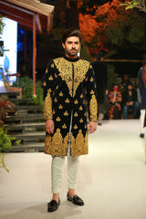 Navy Blue Velvet Sherwani