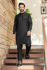 Black Logo Embellished Kurta And Trouser