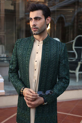 Open Cut Green Sherwani