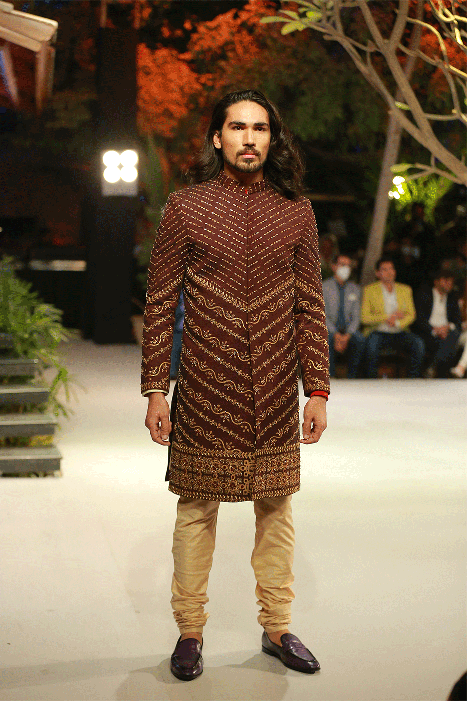 Maroon Block Art Sherwani