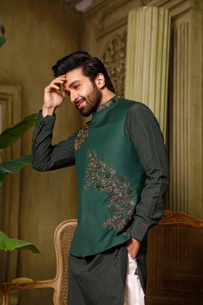 Green Suiting Fabric Waistcoat