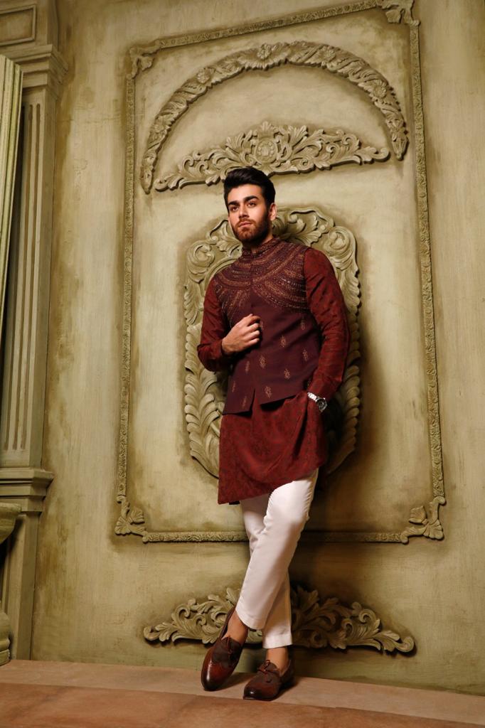 Dark Two Tone Maroon Waistcoat