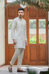 Cream Colour Boti Emboredry Kurta