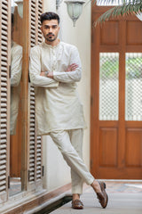 Cream Colour Boti Emboredry Kurta