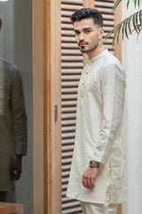 Cream Colour Boti Emboredry Kurta