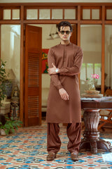 Mid dark brown pure cotton shalwar Kameez