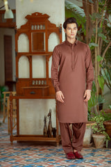 Mid Dark Brown Pure Cotton Shalwar Kameez