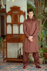 Mid Dark Brown Pure Cotton Shalwar Kameez