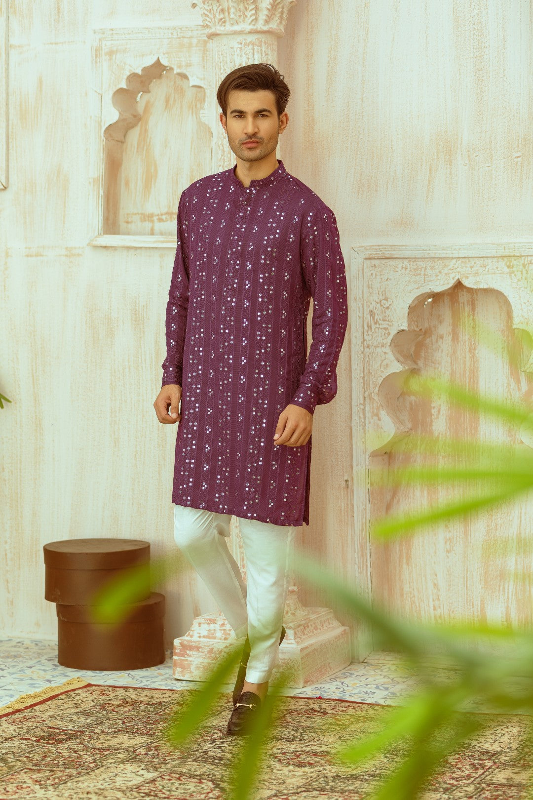 Purple Cotton Kurta Pajama