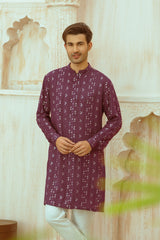 Purple Cotton Kurta Pajama