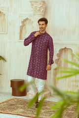 Purple Cotton Kurta Pajama