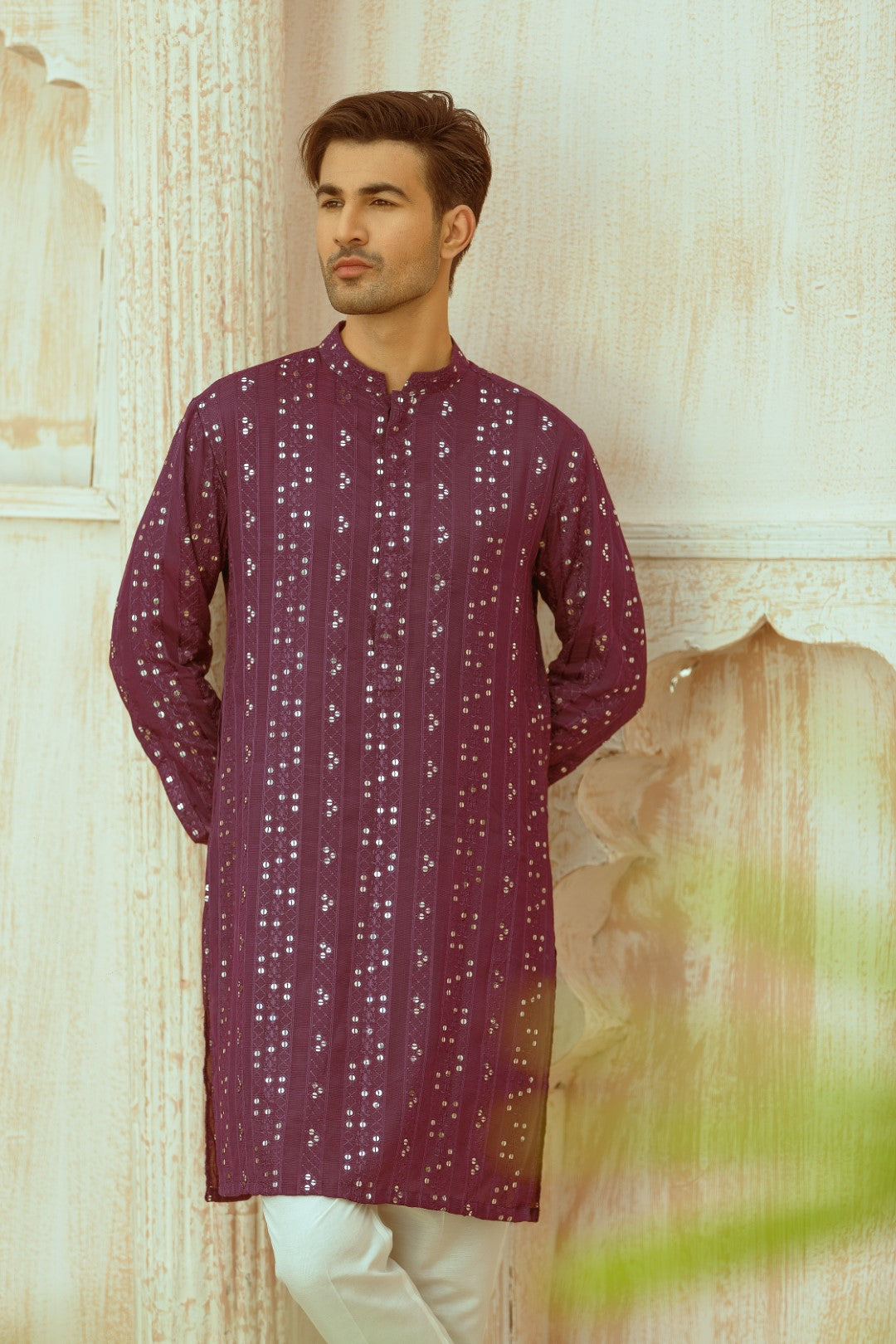 Purple Cotton Kurta Pajama