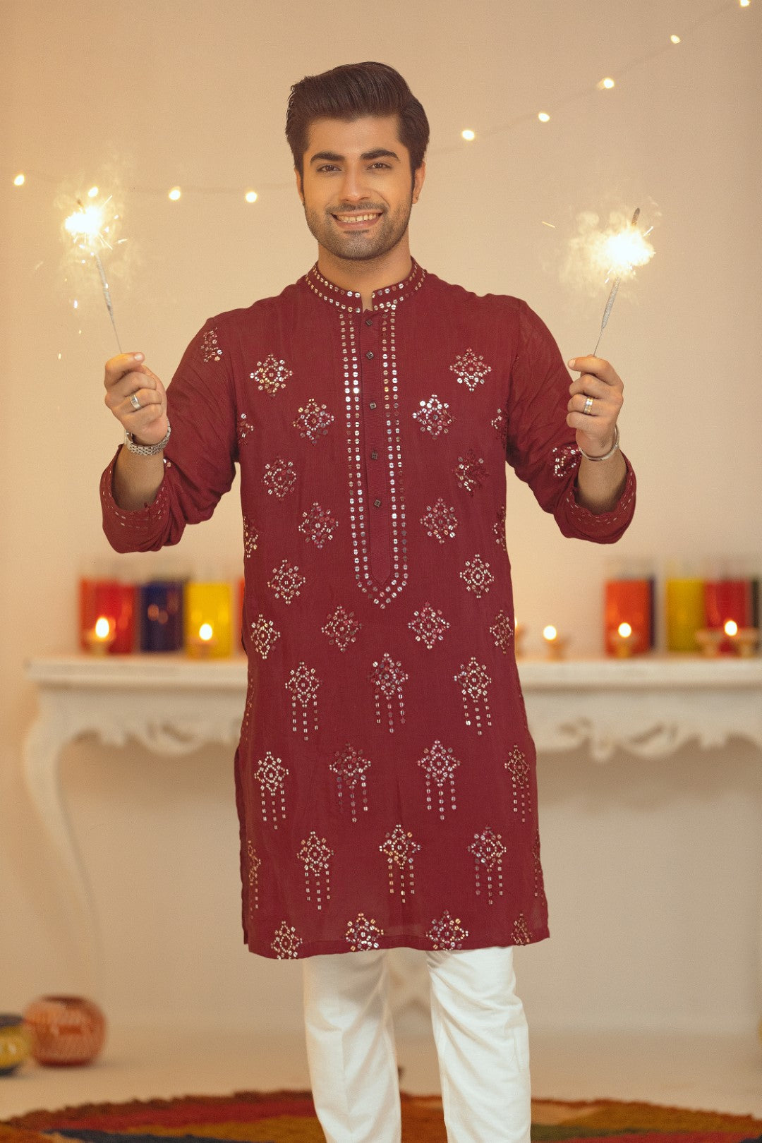 Maroon Cotton Kurta trouser