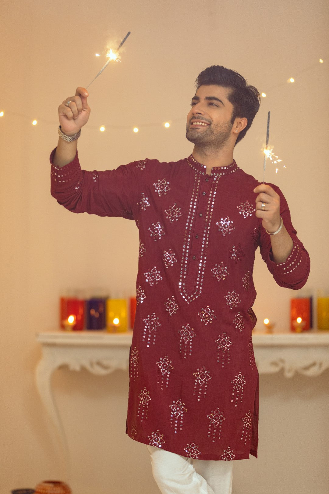 Maroon Cotton Kurta trouser