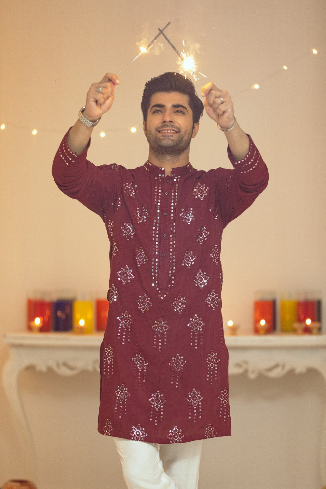 Maroon Cotton Kurta Pajama