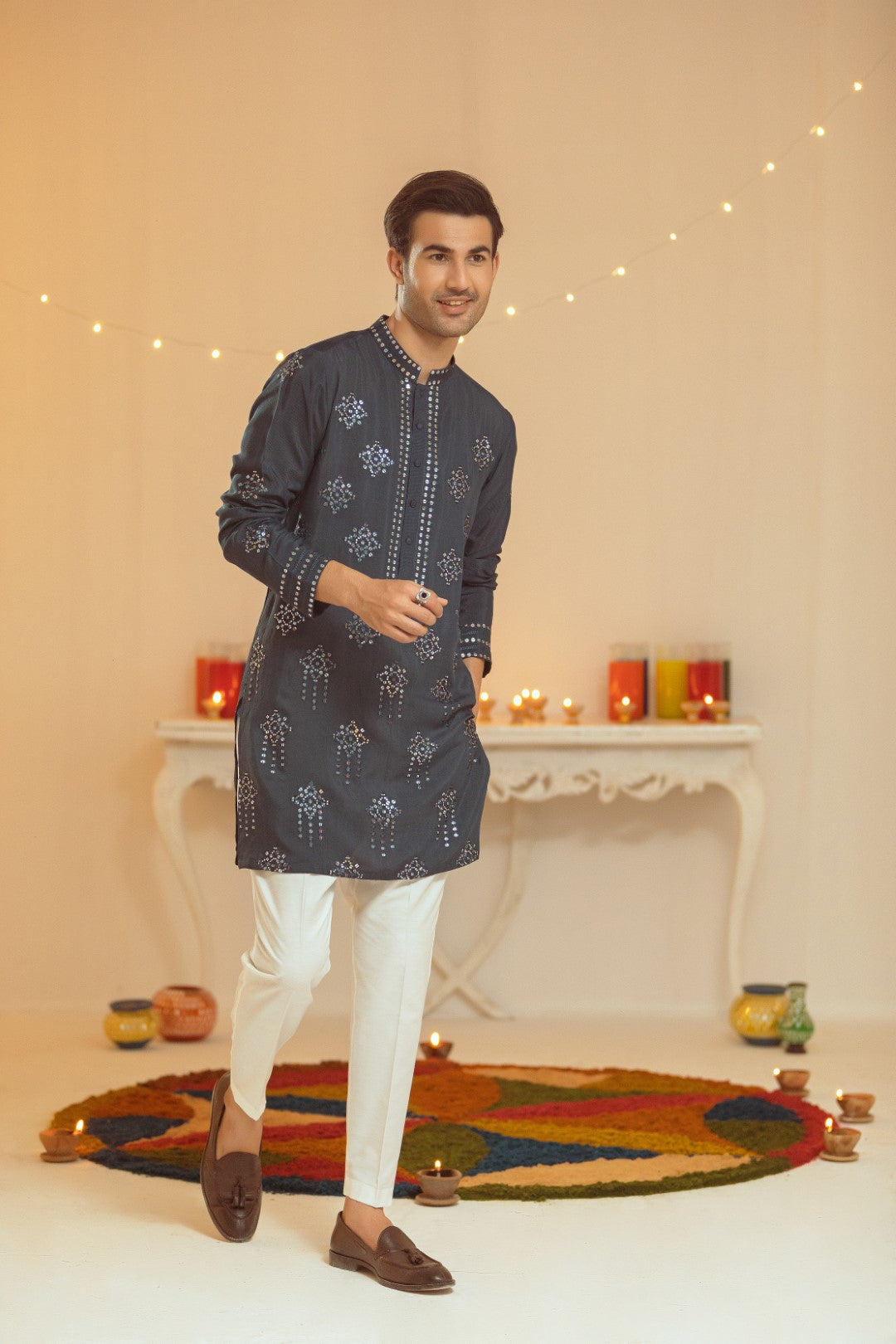 Turkish Blue Cotton Kurta Pajama