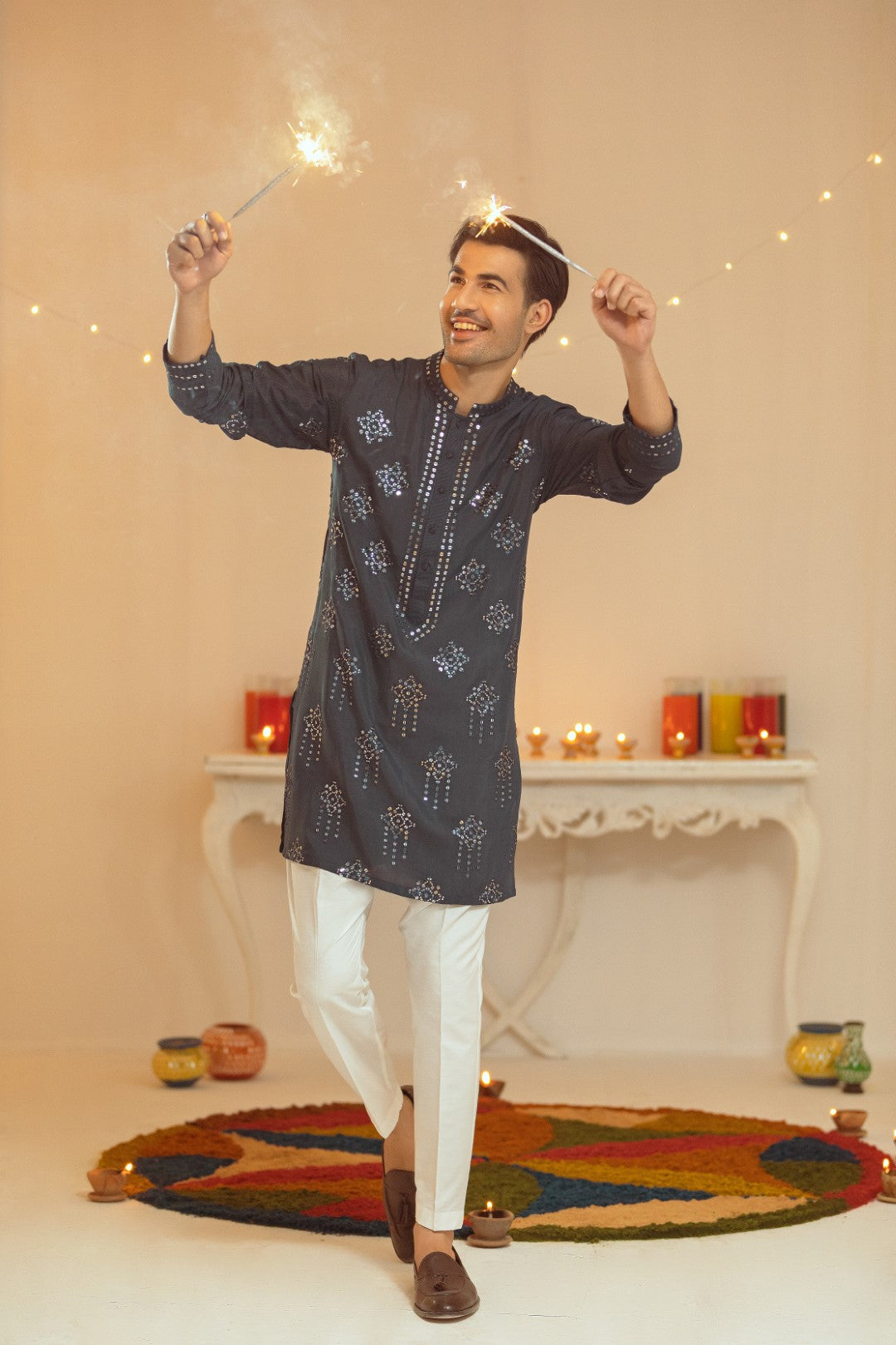 Turkish Blue Cotton Kurta Pajama