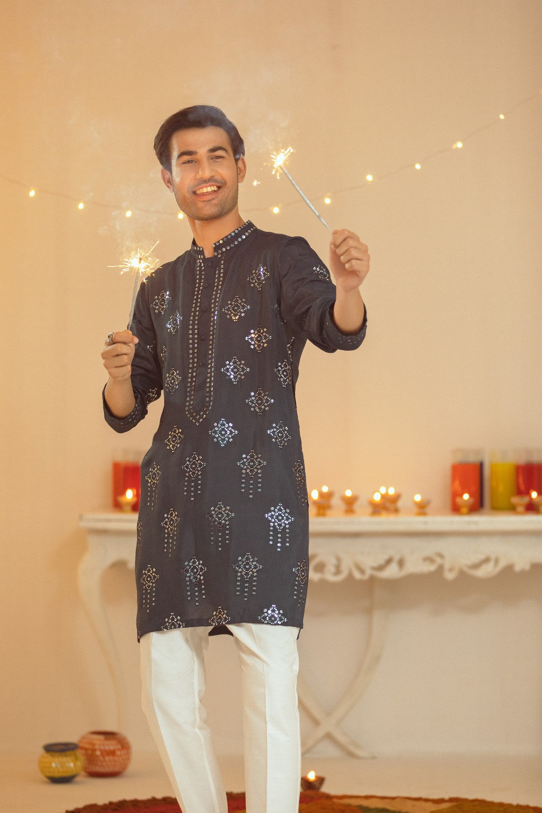 Turkish Blue Cotton Kurta Pajama