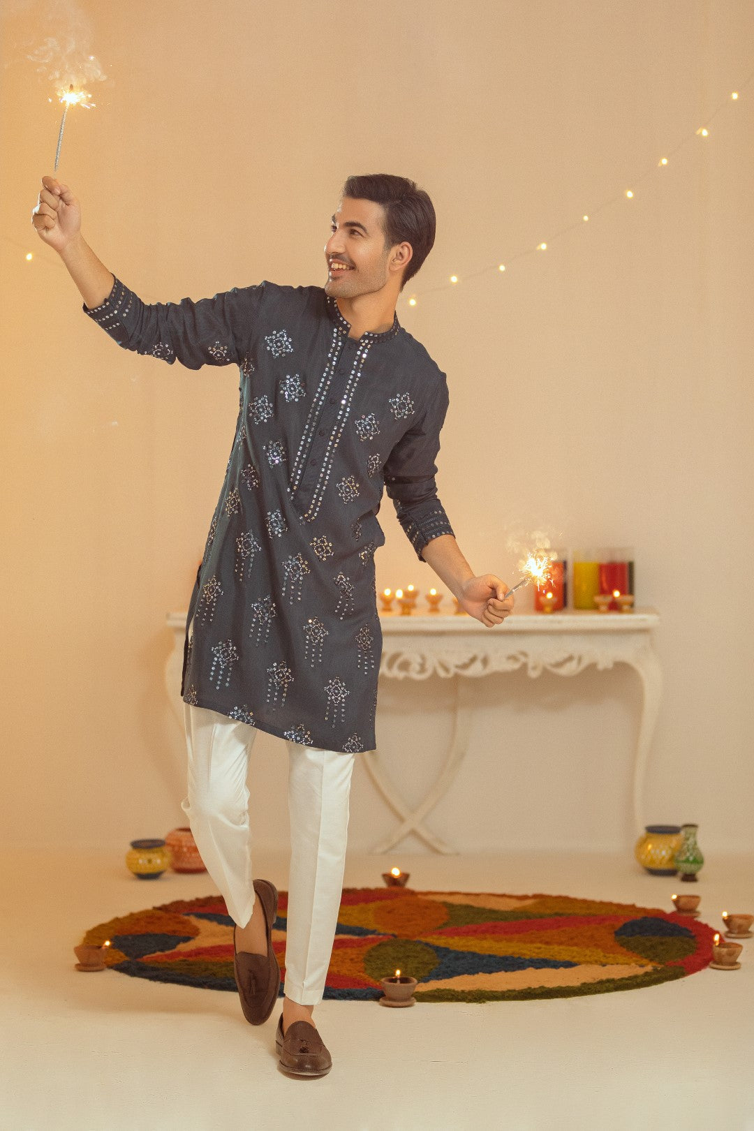 Turkish Blue Cotton Kurta Pajama