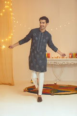 Turkish Blue Cotton Kurta Pajama