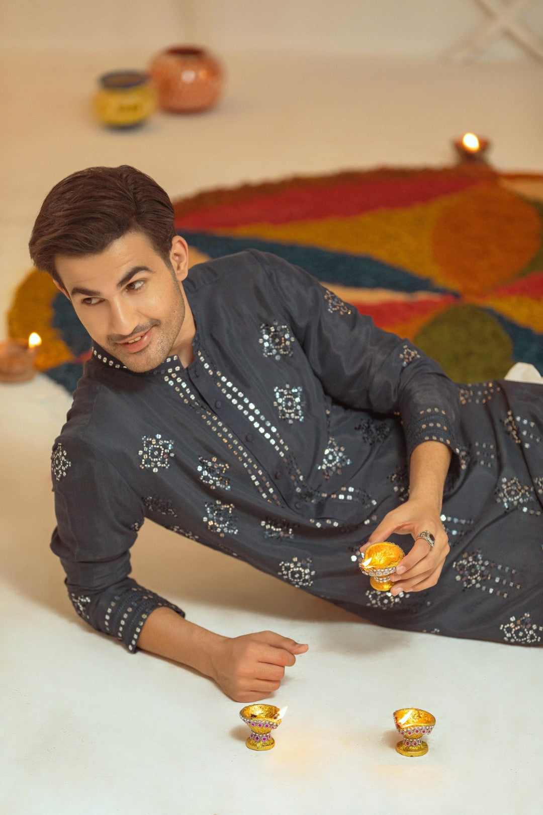 Turkish Blue Cotton Kurta Pajama