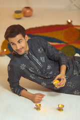 Turkish Blue Cotton Kurta Pajama