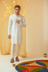 Off White Cotton Silk Kurta Pajama