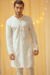 Off White Cotton Silk Kurta Pajama