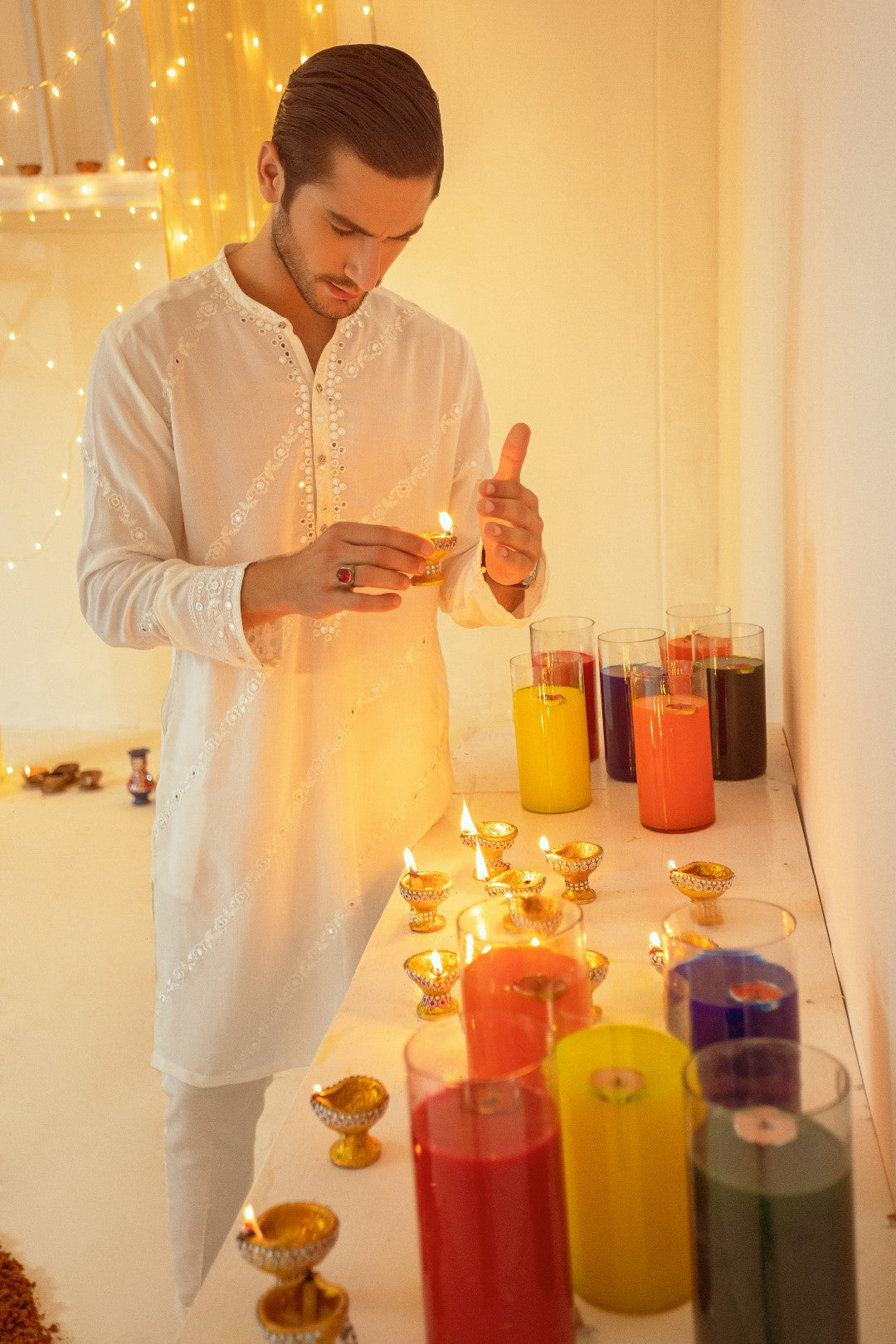 Off White Cotton Silk Kurta Pajama